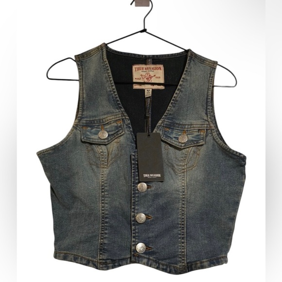 True Religion Jackets & Blazers - True Religion Blue Denim Vest P to P 18”